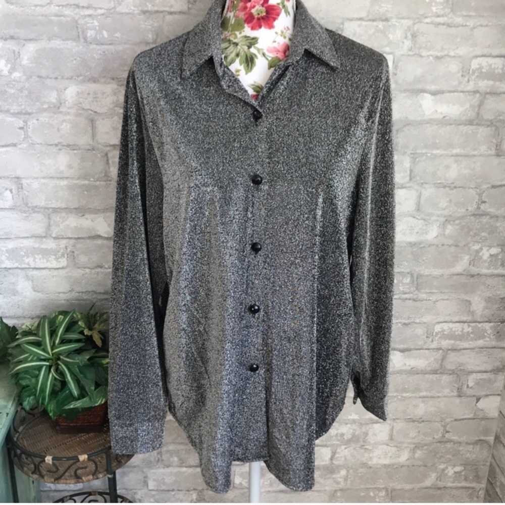 Vintage Silver Sparkle Button Down